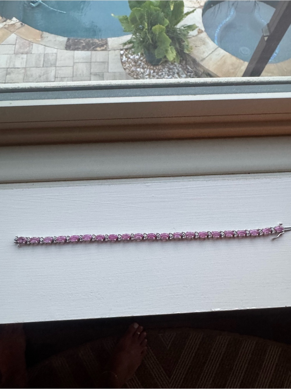 10K White Gold & Pink Sapphire & Diamonds Bracelet